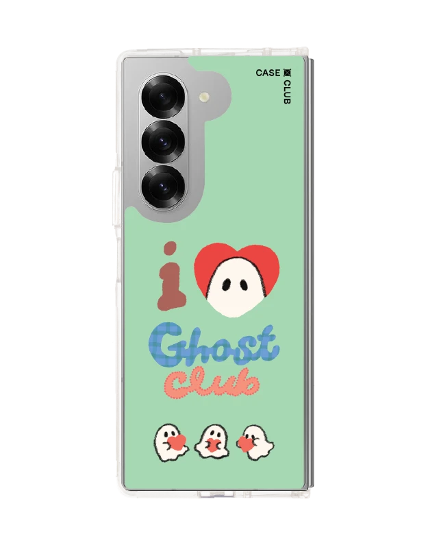 samsung galaxy z fold 6 clear case i love ghost club green