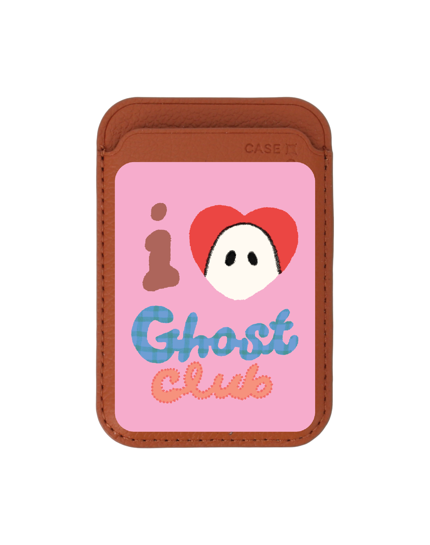 กระเป๋าใส่บัตร magsafe น้ำตาล ghost club ฉันรักสีชมพู