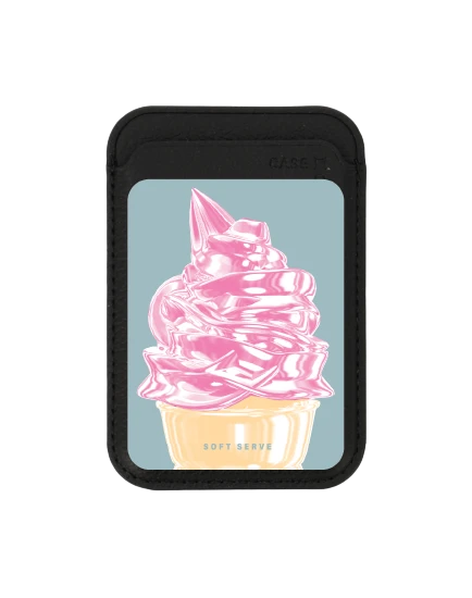 กระเป๋าใส่บัตร magsafe ดำ ไอศกรีมซอฟต์เสิร์ฟชมพู