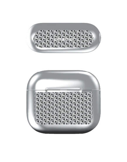 เคสสีเงิน airpods รุ่น 3 แพทเทิร์นสอดประสานขาวดำ