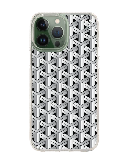 เคสใส iphone 13 pro max แพทเทิร์นสอดประสานขาวดำ