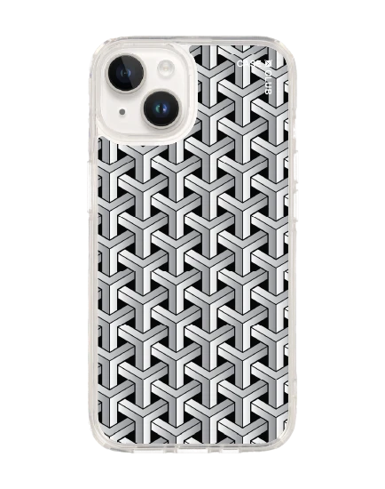 เคสใส iphone 14 magsafe แพทเทิร์นสอดประสานขาวดำ