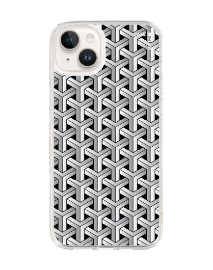 เคสใส iphone 14 plus แพทเทิร์นสอดประสานขาวดำ