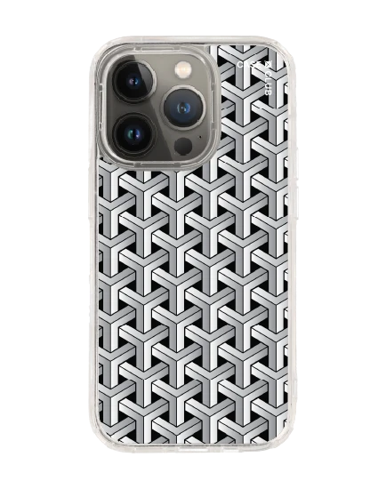 เคสใส iphone 14 pro magsafe แพทเทิร์นสอดประสานขาวดำ