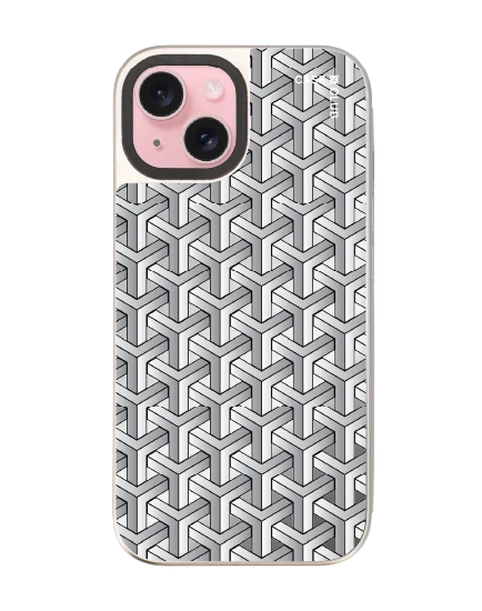 เคสกระจก iphone 15 magsafe แพทเทิร์นสอดประสานขาวดำ