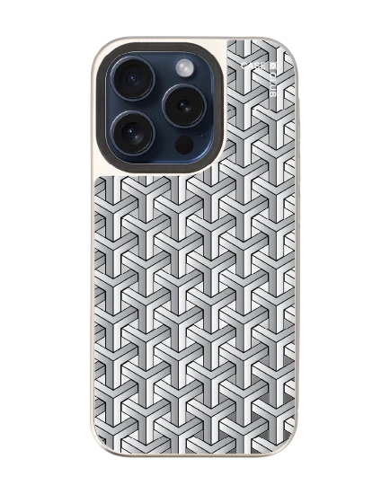 เคสกระจก iphone 15 pro magsafe แพทเทิร์นสอดประสานขาวดำ