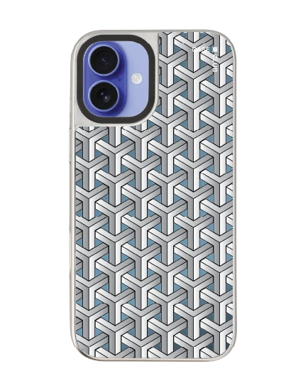 เคสกระจก iphone 16 plus magsafe แพทเทิร์นสอดประสานขาวดำ