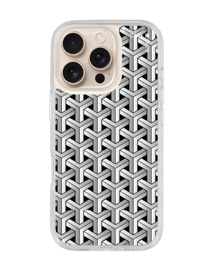 เคสใส iphone 16 pro magsafe แพทเทิร์นสอดประสานขาวดำ