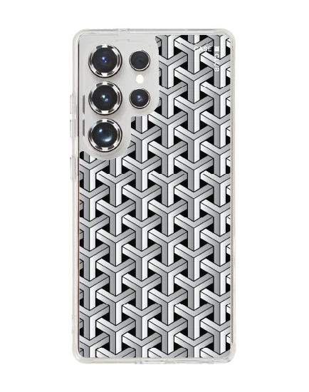 เคสใส samsung galaxy s25 ultra magsafe แพทเทิร์นสอดประสานขาวดำ