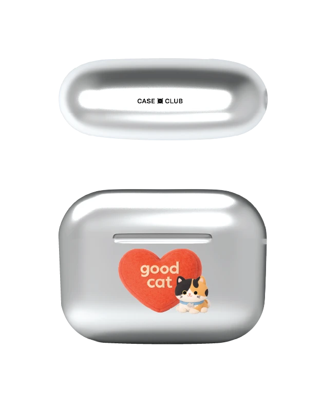 airpods pro 2 silver case join the club heartful calico cat