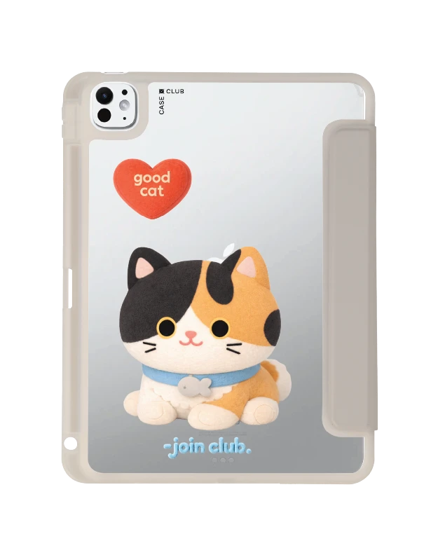 ipad pro 11" (2024) clear grey join the club heartful calico cat