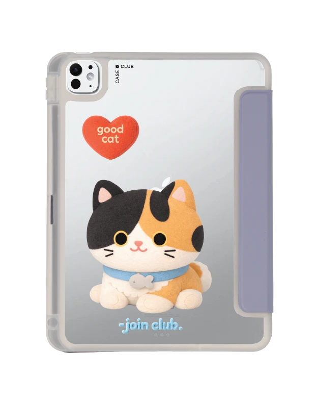ipad pro 11" (2024) clear purple join the club heartful calico cat