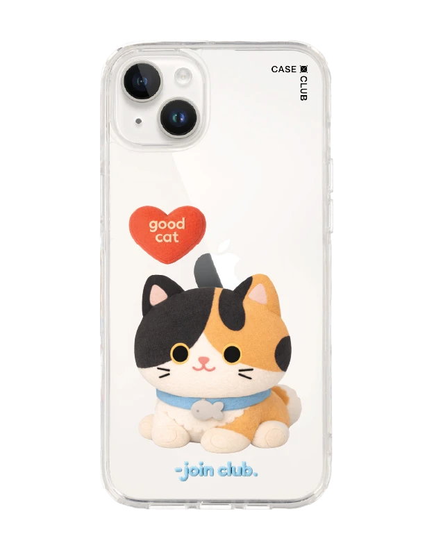iphone 14 plus clear case join the club heartful calico cat