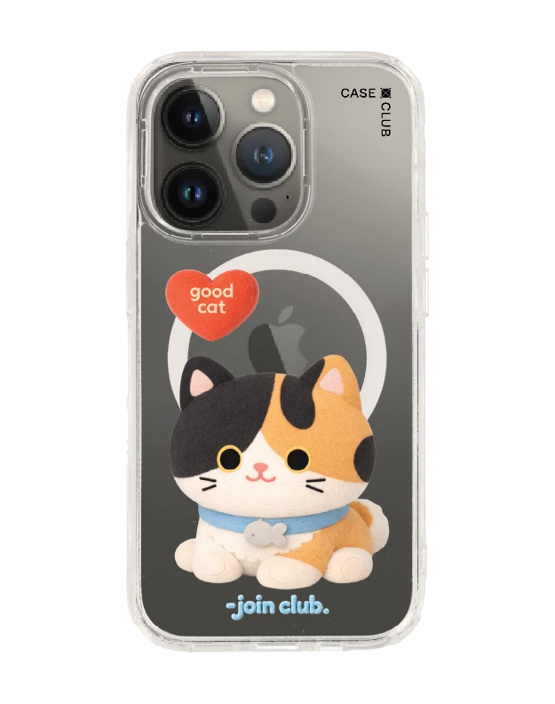 iphone 14 pro clear magsafe join the club heartful calico cat