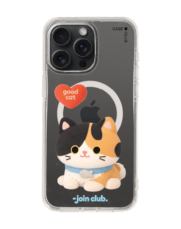 iphone 15 pro max clear magsafe join the club heartful calico cat