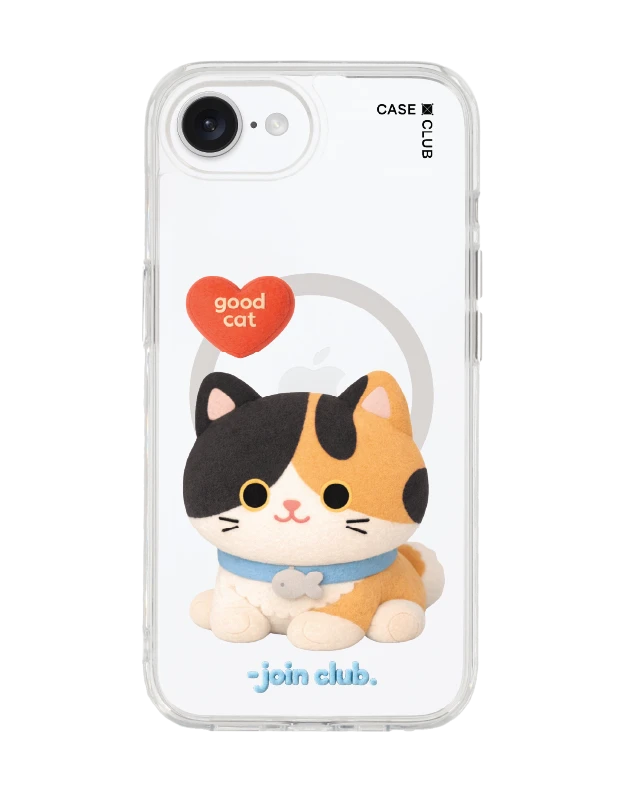 iphone 16e/17e clear case magsafe join the club heartful calico cat