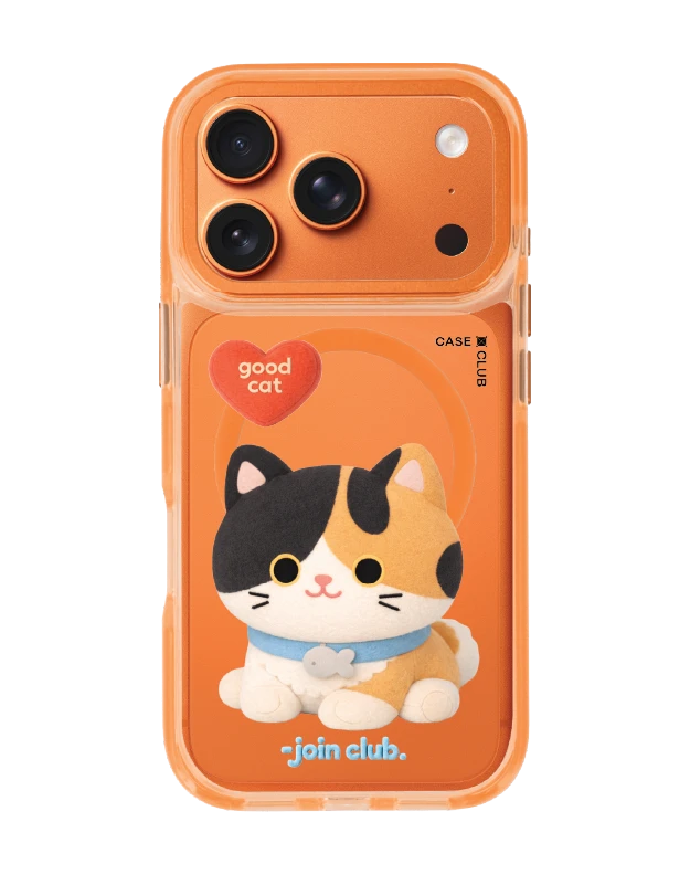 iphone 17 pro clear orange magsafe join the club heartful calico cat