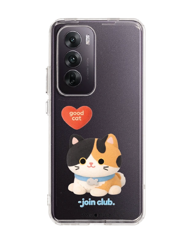oppo reno 12 clear case join the club heartful calico cat