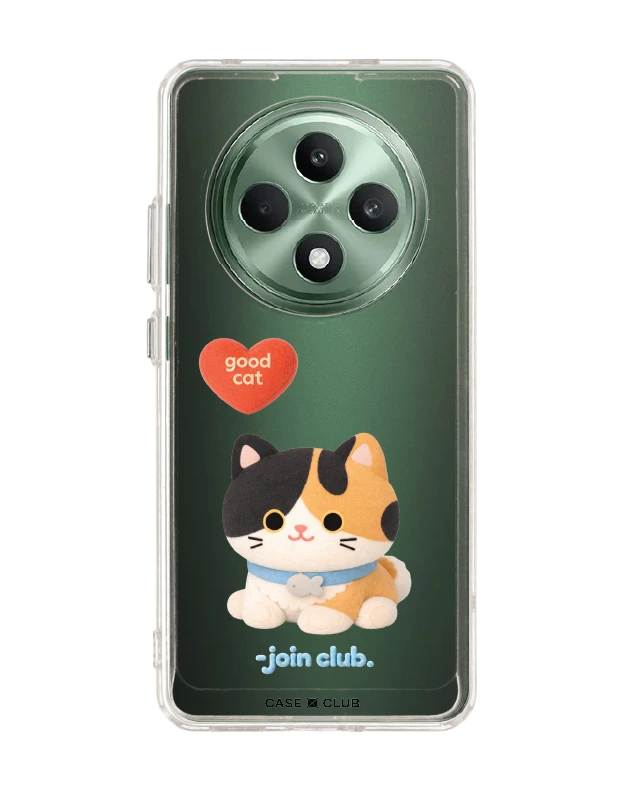 oppo reno 12f clear case join the club heartful calico cat