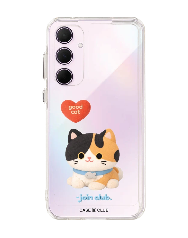 samsung galaxy a55 clear case join the club heartful calico cat