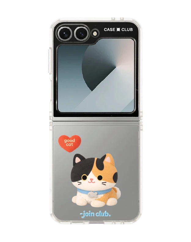 samsung galaxy z flip 6 clear case join the club heartful calico cat