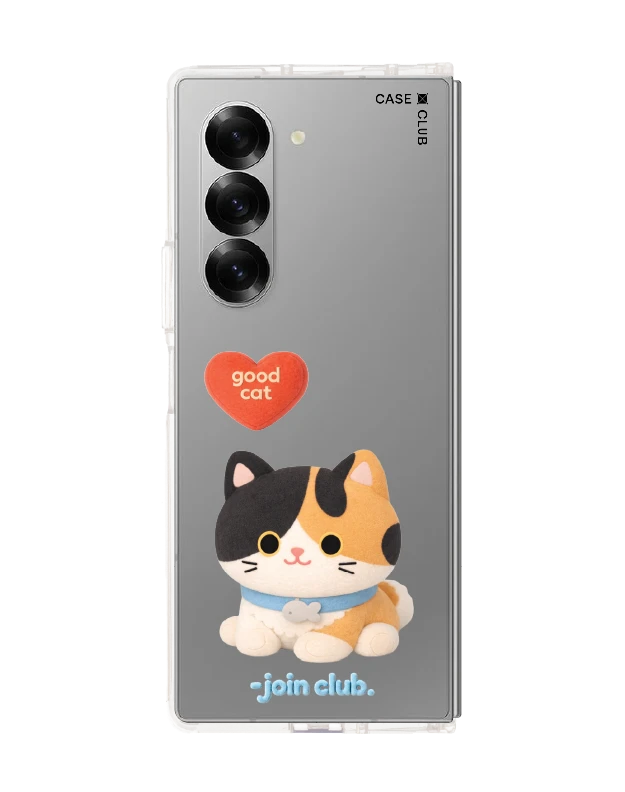 samsung galaxy z fold 6 clear case join the club heartful calico cat