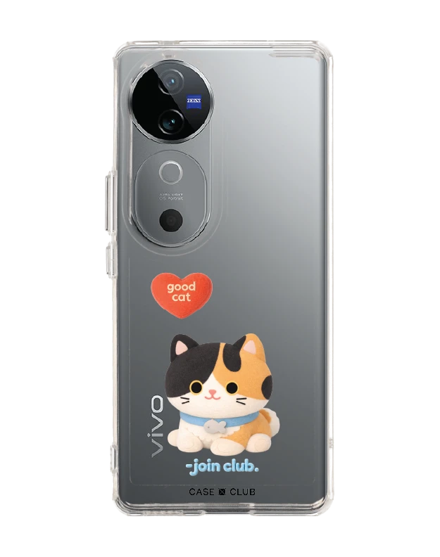 vivo v40 5g clear case join the club heartful calico cat