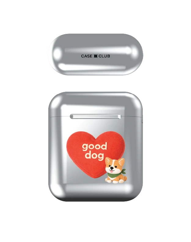 airpods (1/2 gen) silver case join the club heartful corgi
