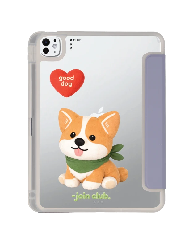 ipad pro 11" (2024) clear purple join the club heartful corgi
