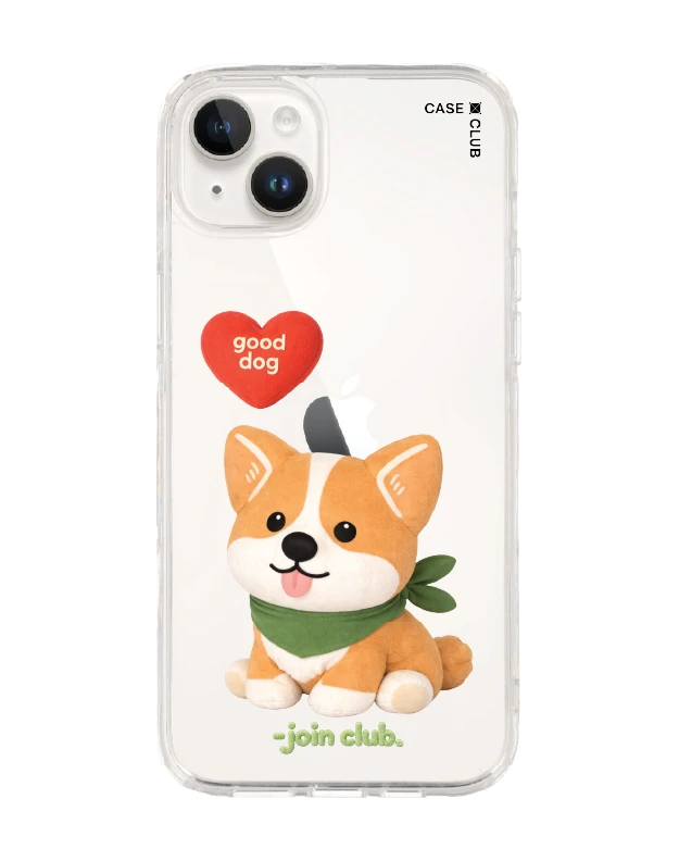 iphone 14 plus clear case join the club heartful corgi
