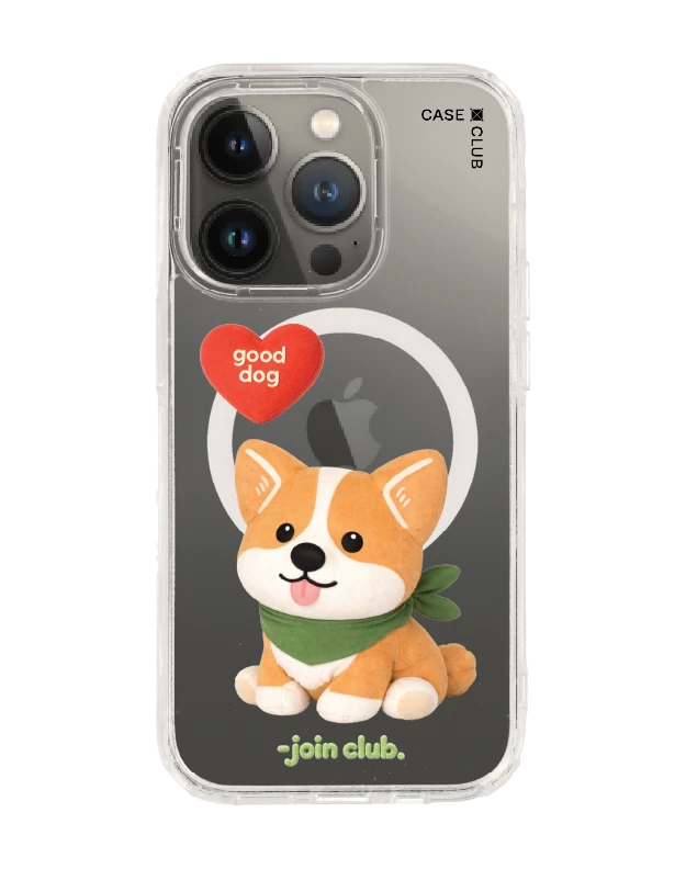 iphone 14 pro clear magsafe join the club heartful corgi