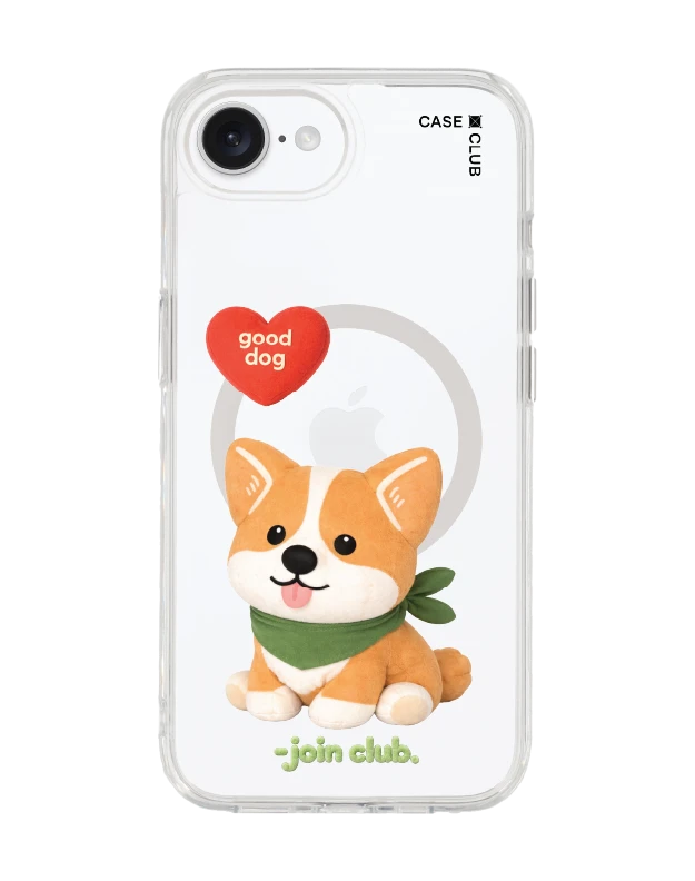 iphone 16e/17e clear case magsafe join the club heartful corgi