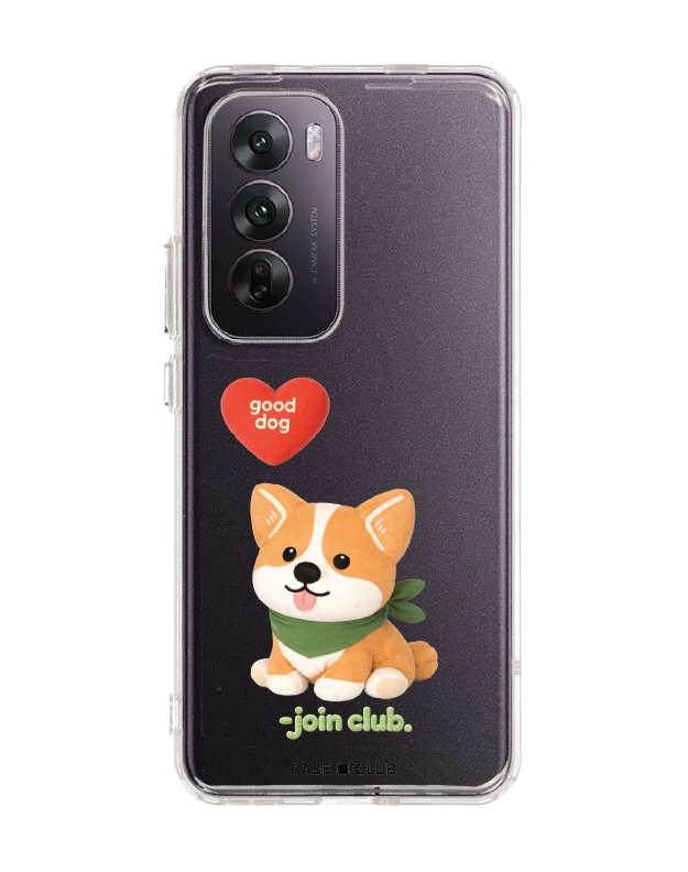 oppo reno 12 clear case join the club heartful corgi