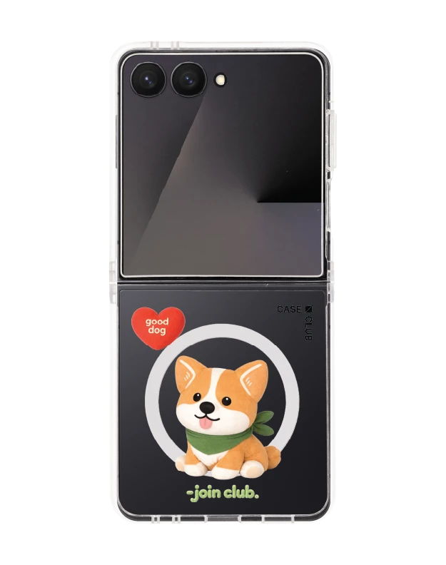 samsung galaxy z flip 7 clear magsafe join the club heartful corgi