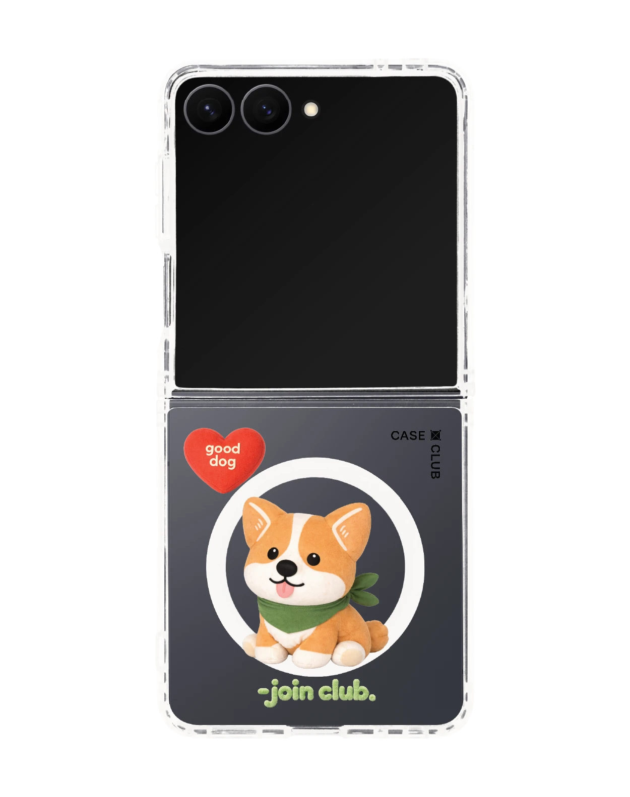 samsung galaxy z flip 8 clear magsafe join the club heartful corgi