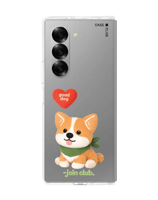 samsung galaxy z fold 6 clear case join the club heartful corgi