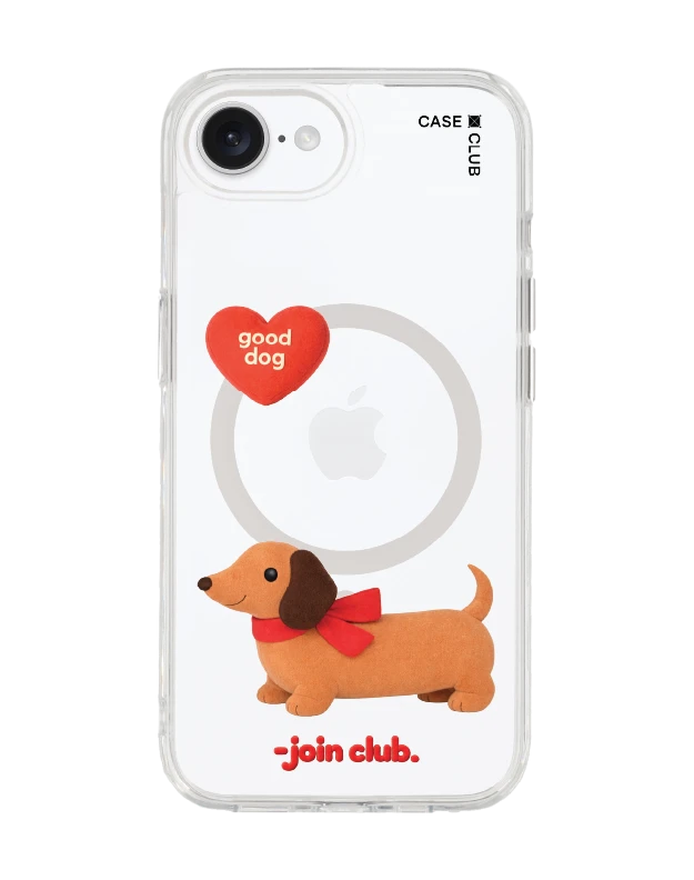 iphone 16e/17e clear case magsafe join the club heartful dachshund
