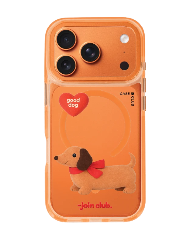 iphone 17 pro clear orange magsafe join the club heartful dachshund