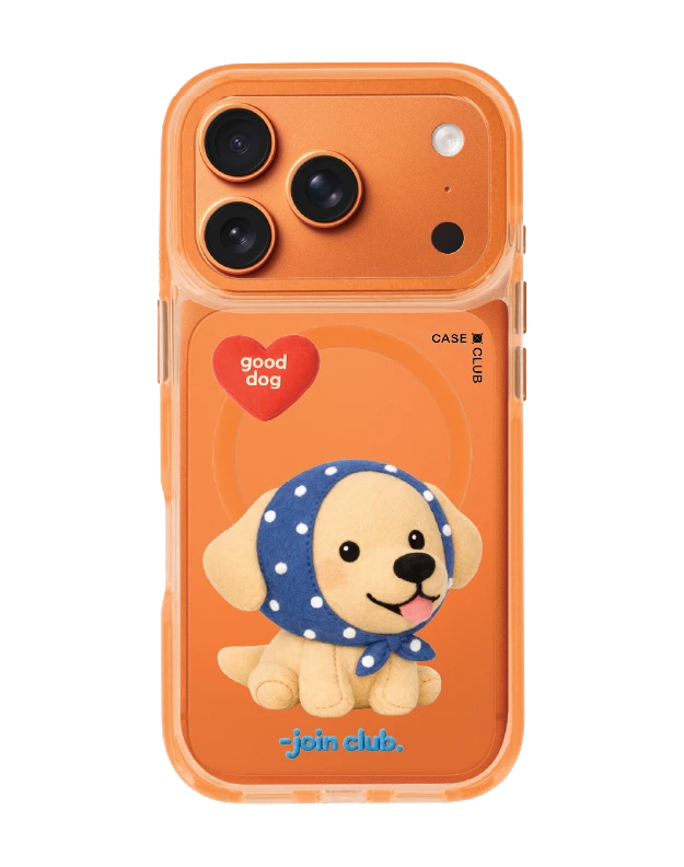 iphone 17 pro clear orange magsafe join the club heartful golden labrador retriever