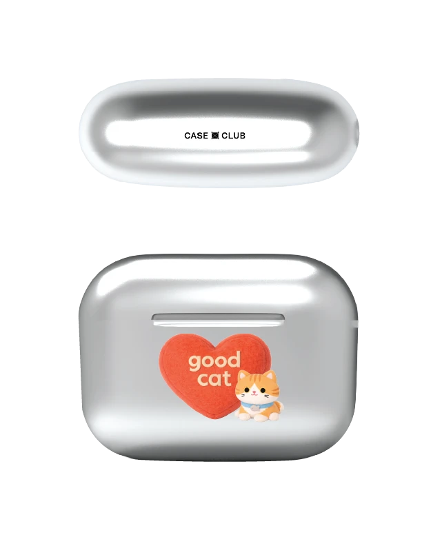 airpods pro 2 silver case join the club heartful orange cat