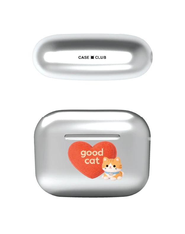 airpods pro 3 silver case join the club heartful orange cat