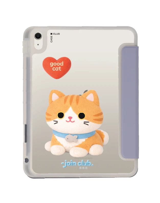 เคสใส ipad air4/5/6/7 11" 2025 (m2/m3) สีม่วง join the club heartful แมวส้ม