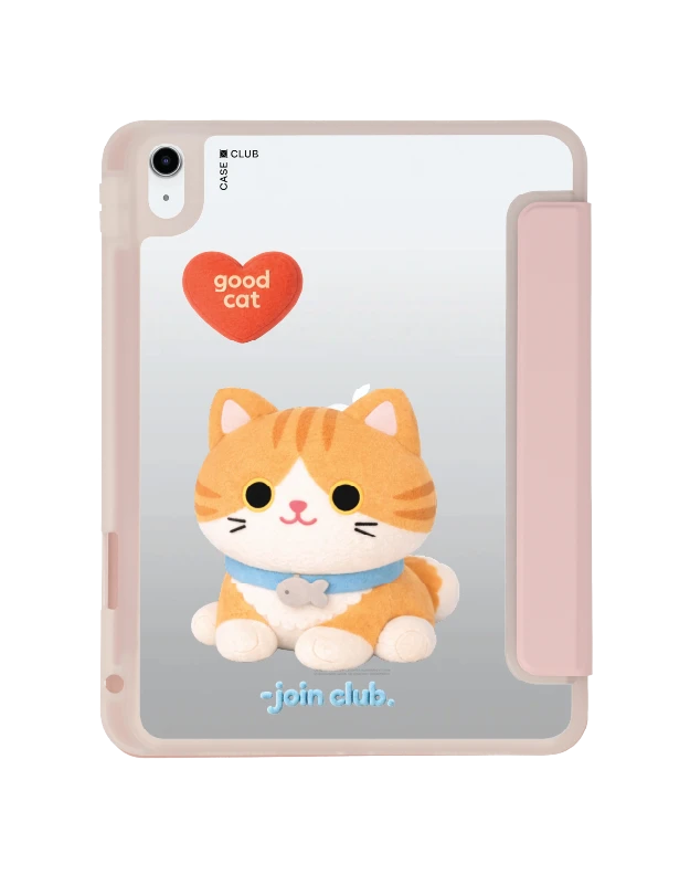 ipad gen 10th/11th 2025 clear pink join the club heartful orange cat