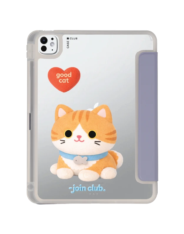ipad pro 11" (2024) clear purple join the club heartful orange cat