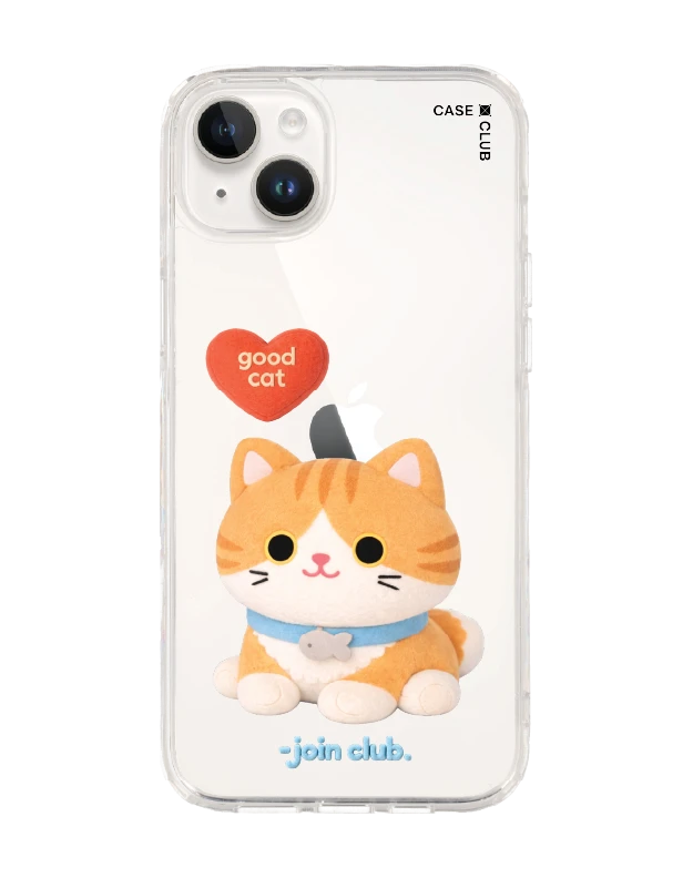 iphone 14 plus clear case join the club heartful orange cat