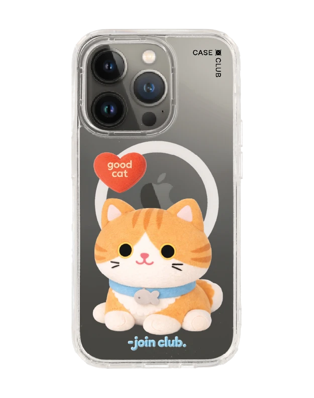 iphone 14 pro clear magsafe join the club heartful orange cat