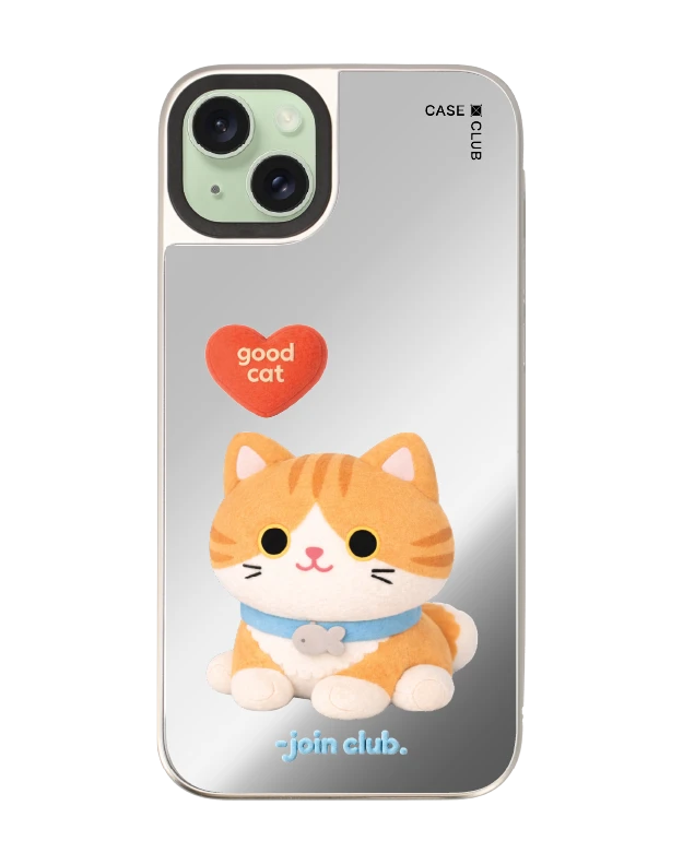 iphone 15 plus mirror magsafe join the club heartful orange cat