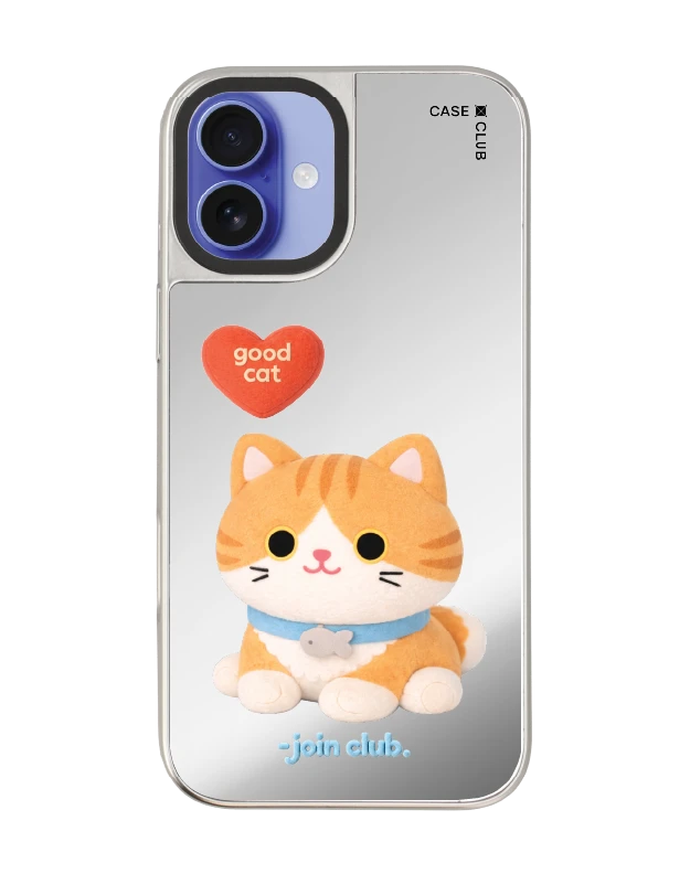iphone 16 plus mirror case magsafe join the club heartful orange cat