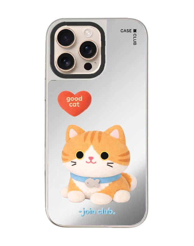 iphone 16 pro max mirror case magsafe join the club heartful orange cat