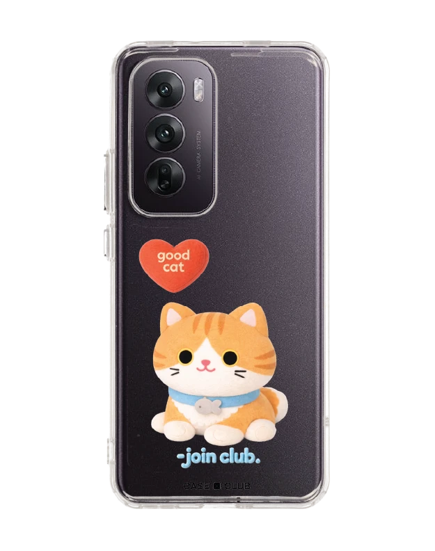 oppo reno 12 clear case join the club heartful orange cat